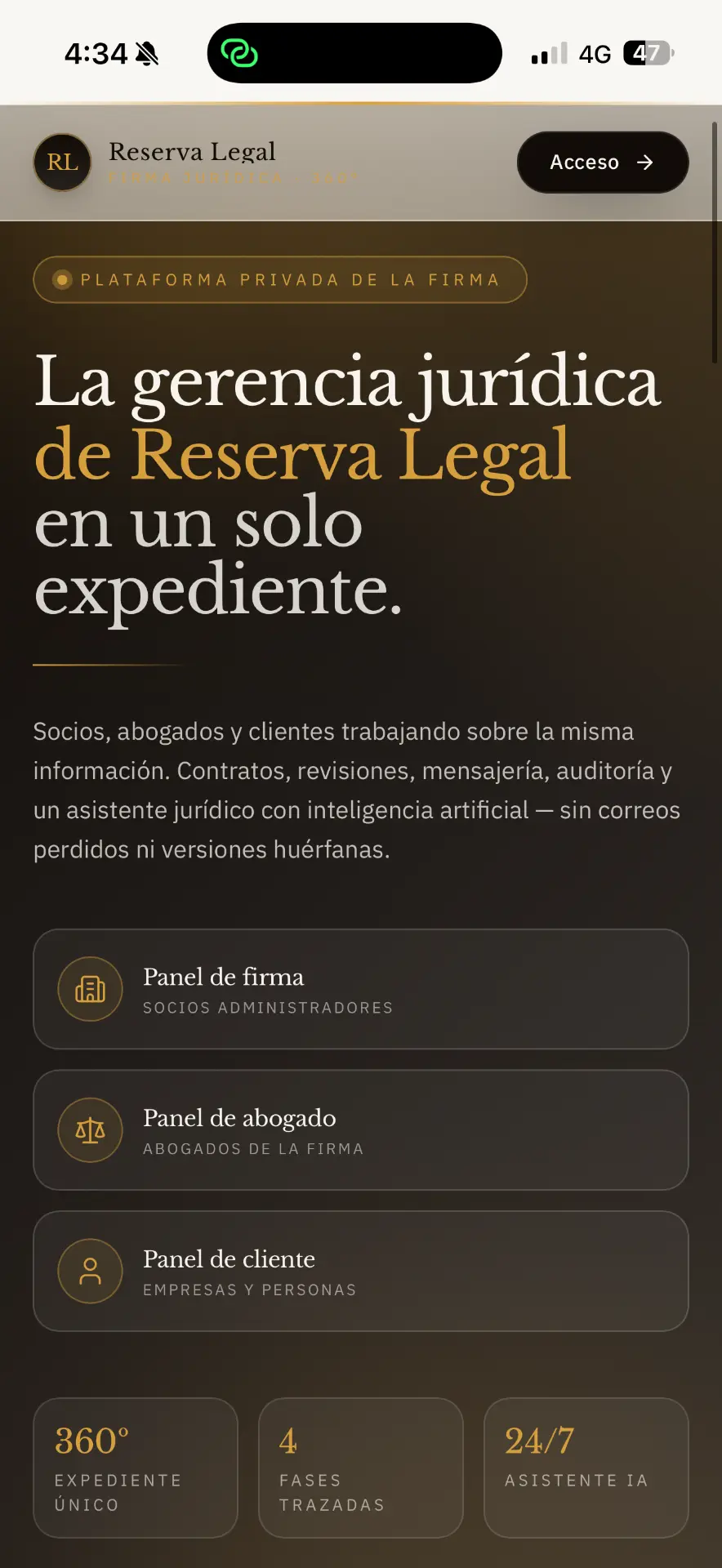 Pantalla real de RL360
