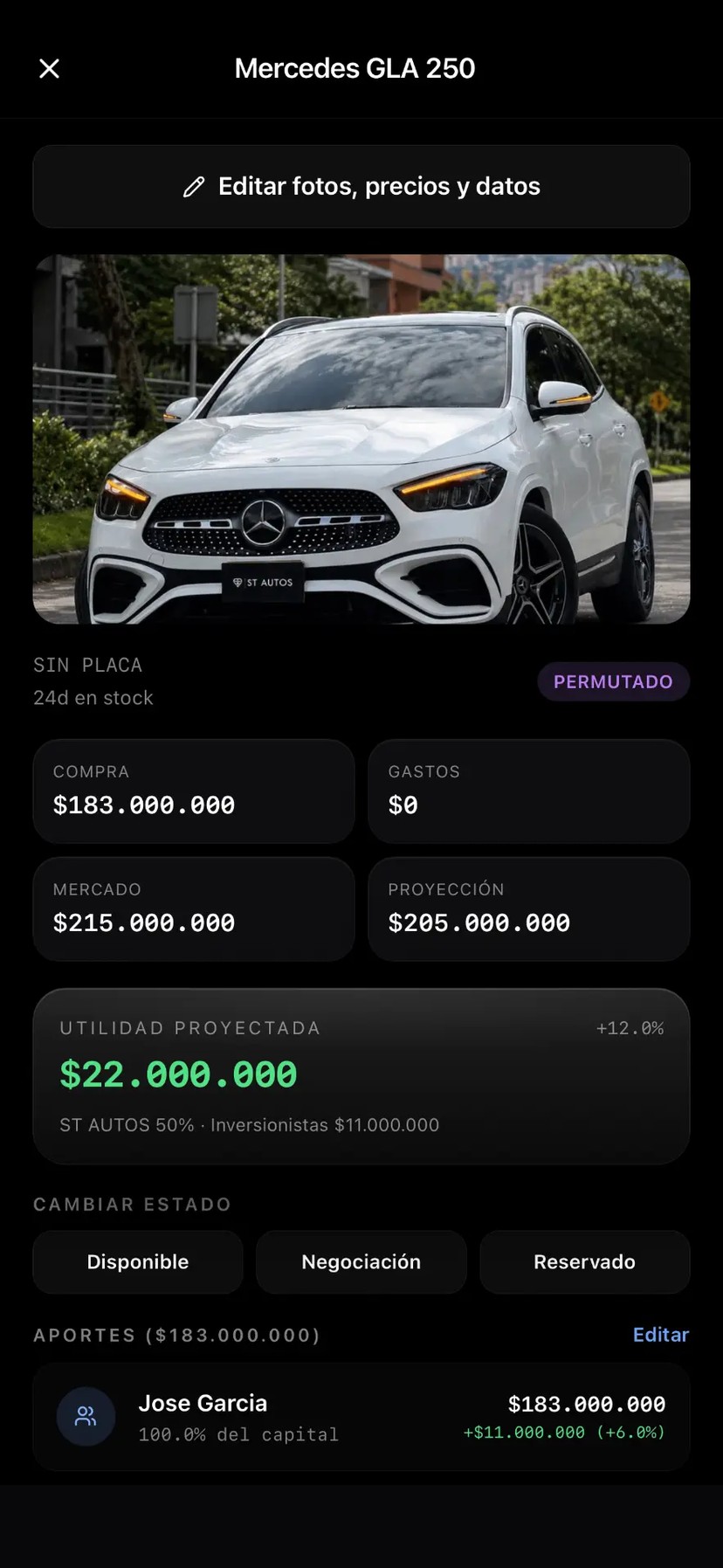 Pantalla real de ST Autos