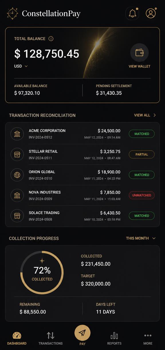 Pantalla real de ConstellationPay